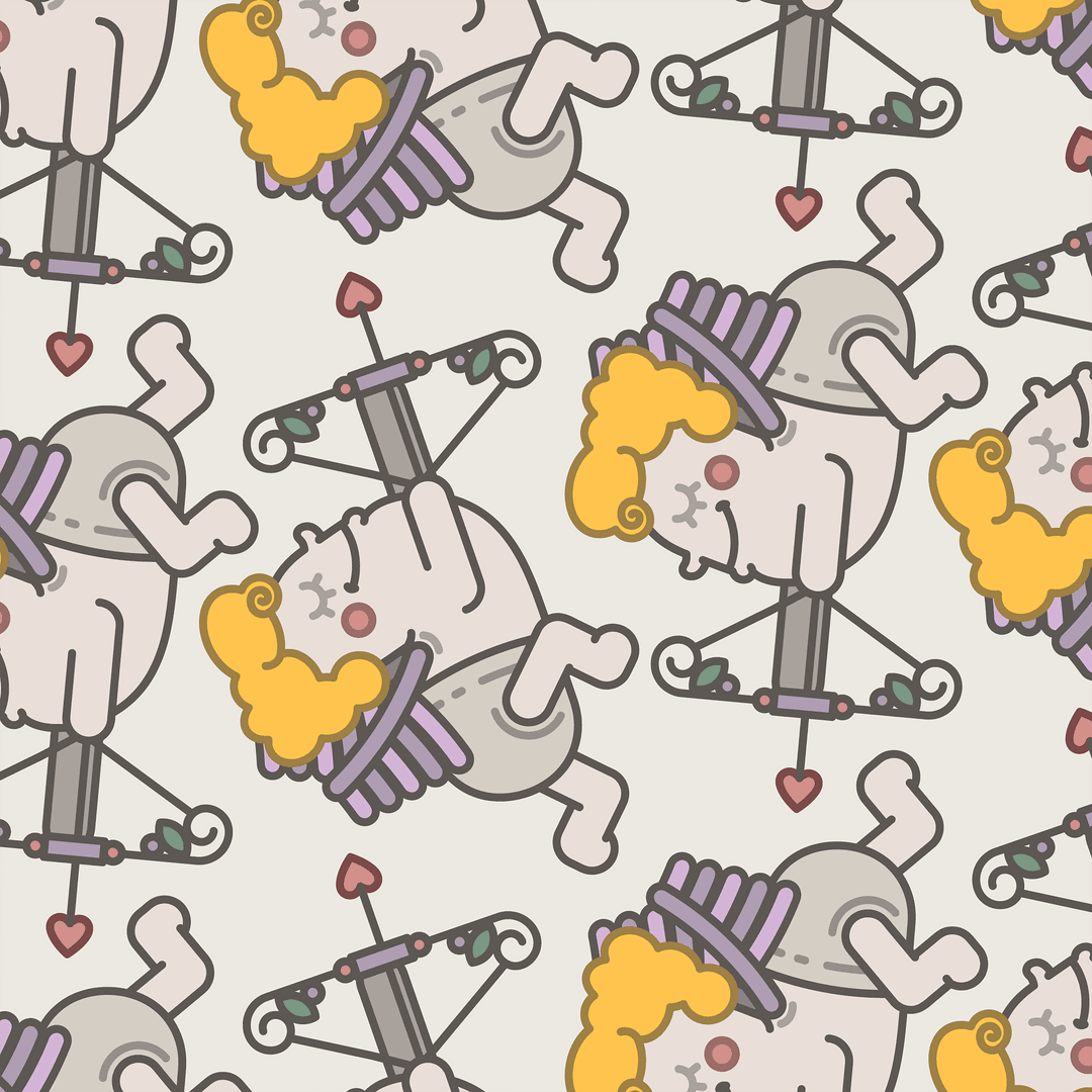 Playful Cupid Pattern on Transparent Background for Valentine