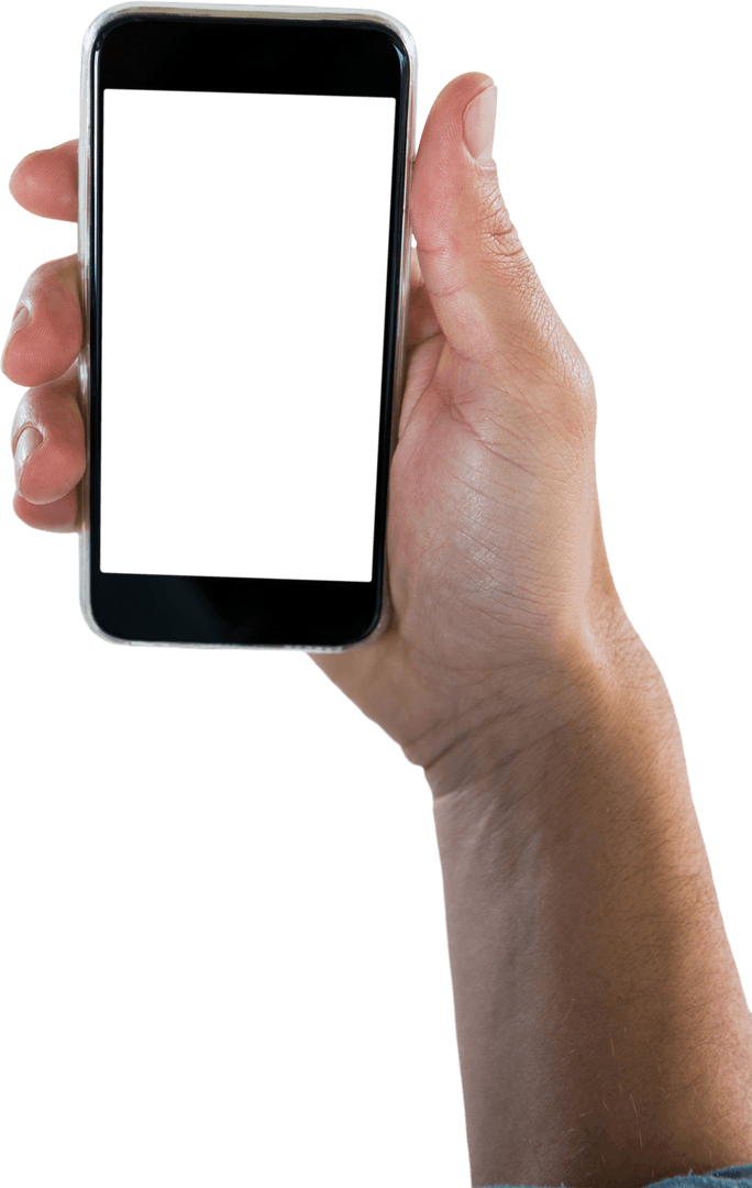 Hand Holding Smartphone Transparent Background Mockup
