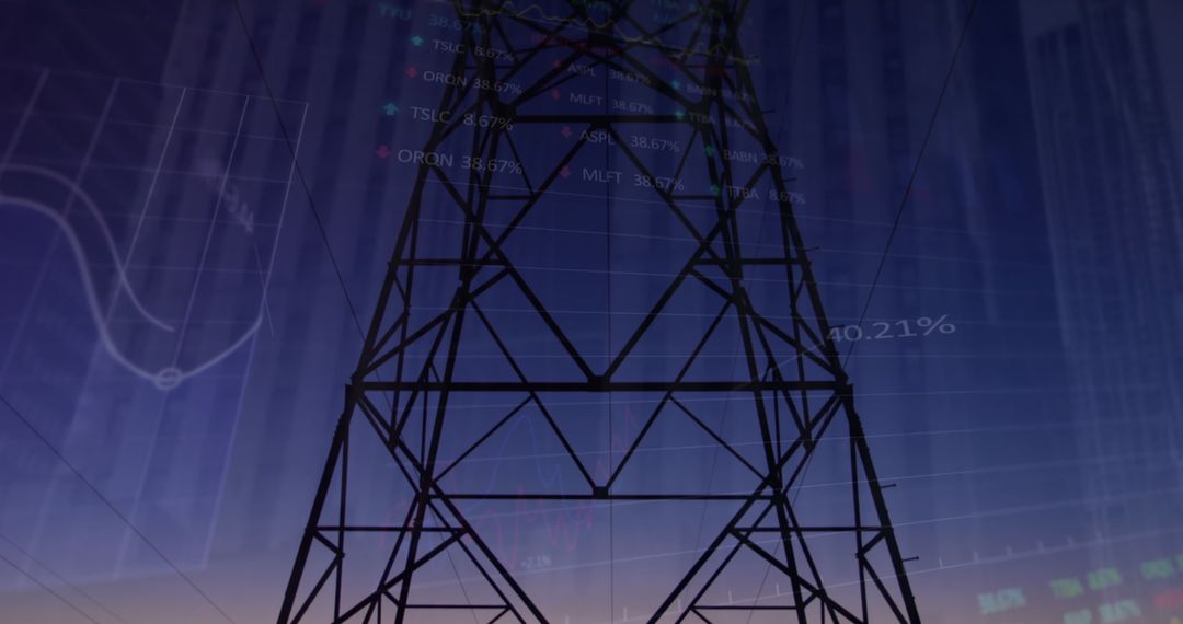 Silhouetted Pylon with Digital Data Overlay