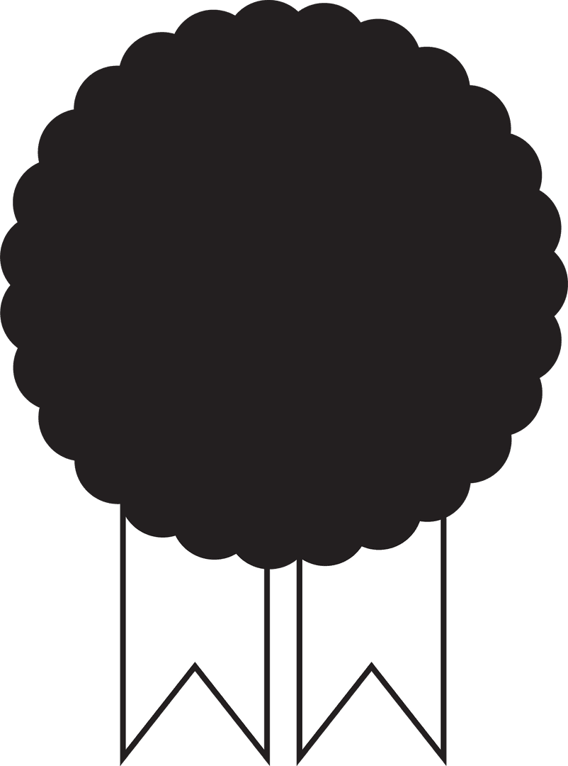 Large Black Cotillion Badge with Ribbons on Transparent