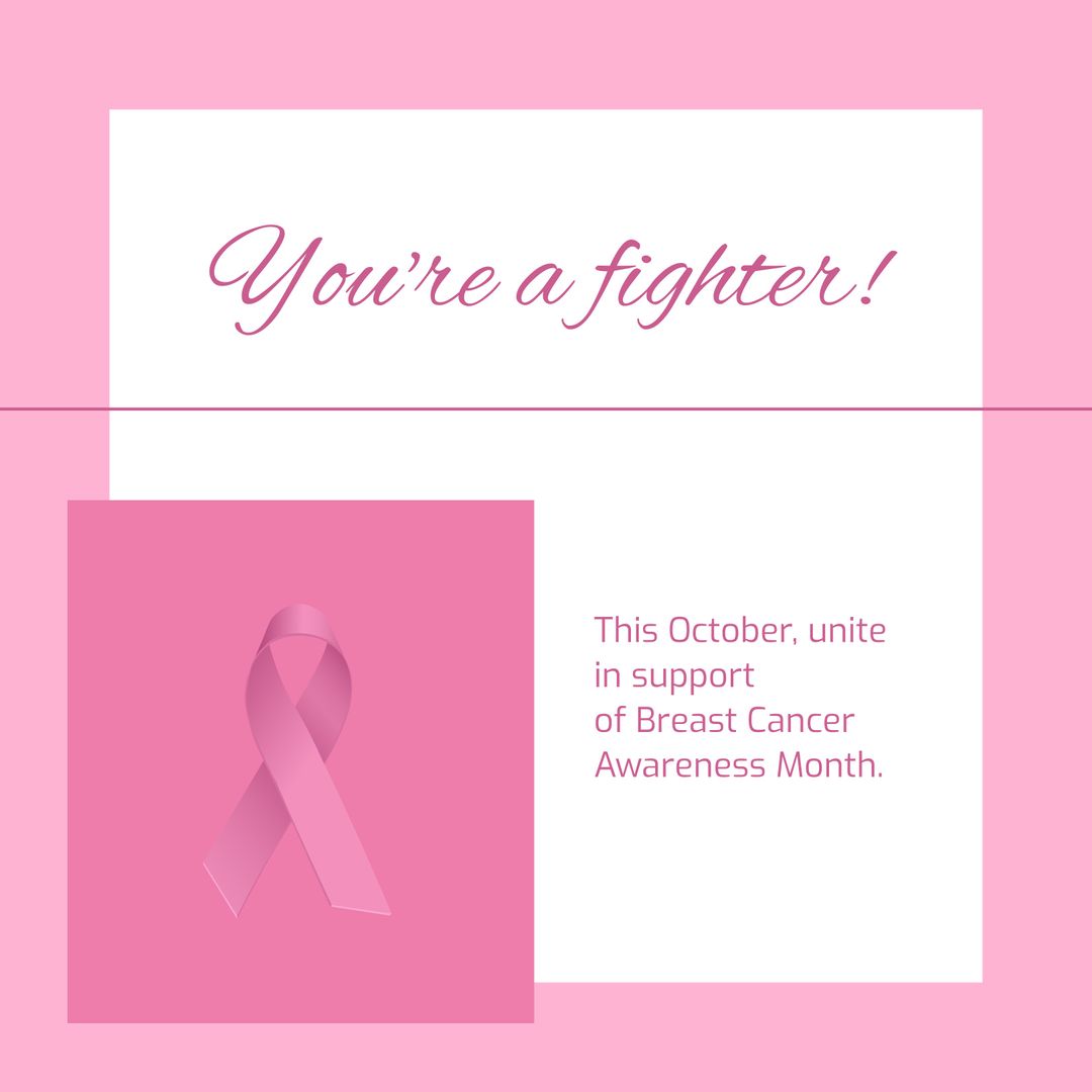 Breast Cancer Awareness Month Support Card with Pink Ribbon - Download Free Stock Templates Pikwizard.com