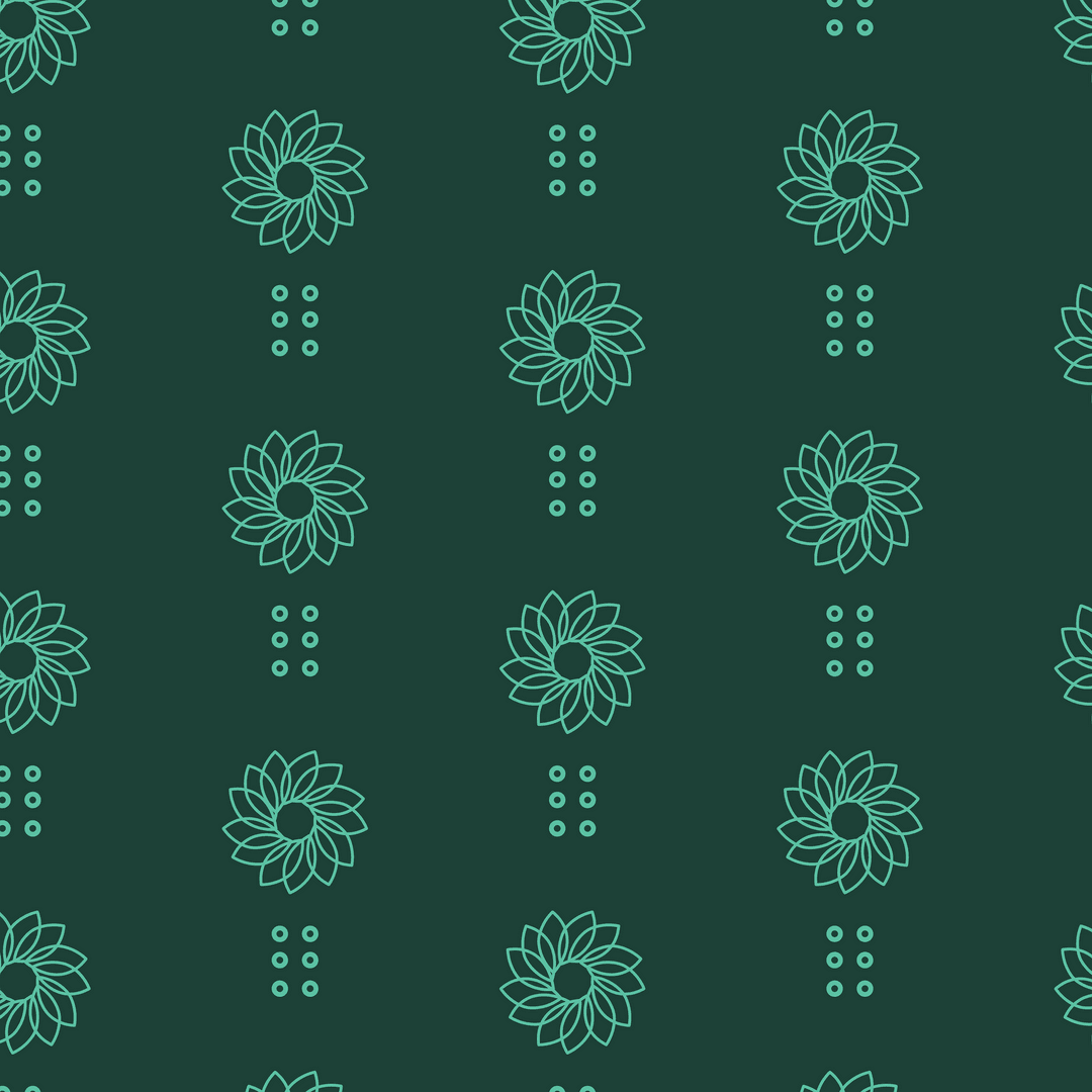 Transparent Vector Green Flower Pattern on Geometric Background
