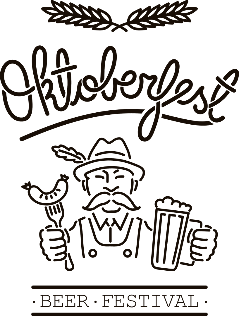 Transparent Oktoberfest Logo with Beer and Sausage Clip-Art Design