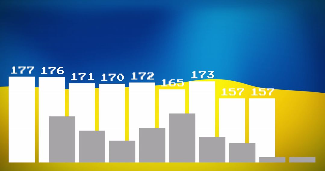 Data Processing with Ukraine Flag Background Symbolizing Crisis