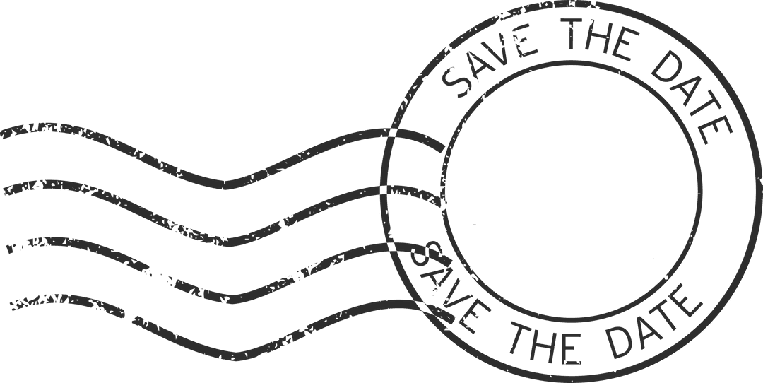Transparent save the date postal stamp illustration