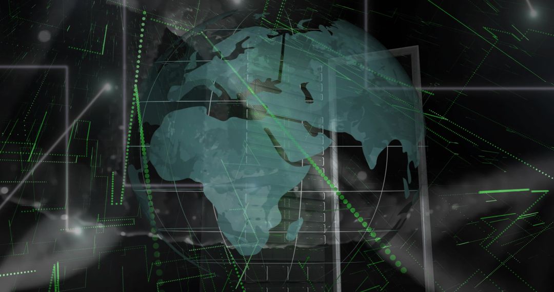 Futuristic Globe in Data Center with Connectivity Concepts