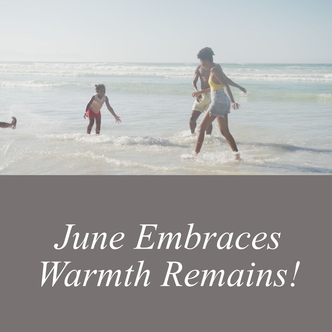 Family Enjoying Sea Waves on a Sunny Day