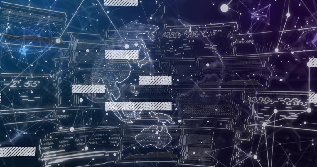 Asia-Pacific Wireframe Map with Digital Network Interface