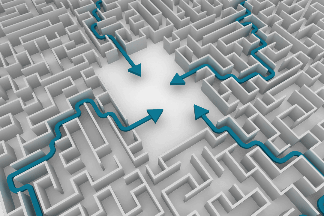 Overhead View Showing Transparent Maze with Navigational Arrows - Download Free Stock Images Pikwizard.com