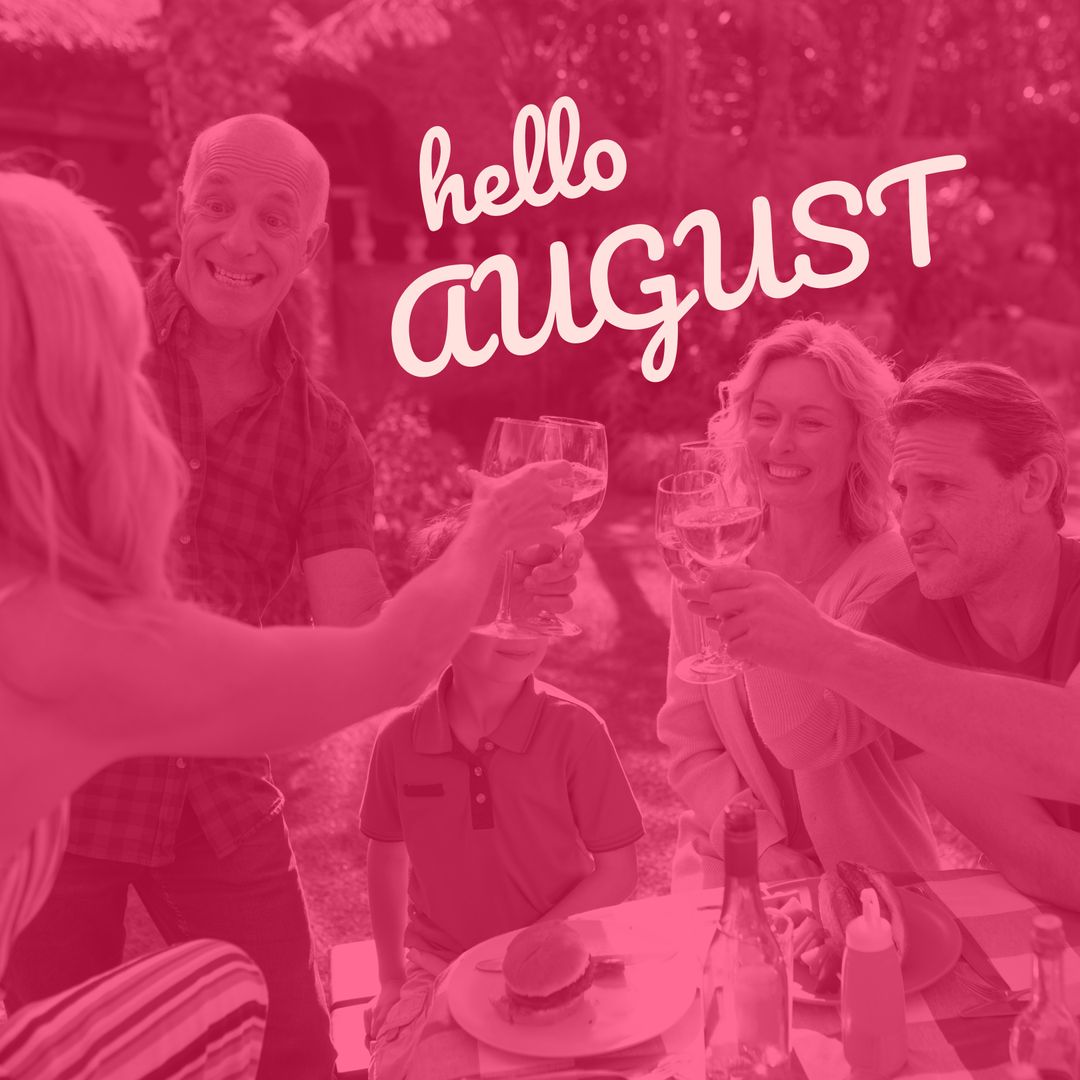 Cheerful Friends Celebrating in Garden during Summer