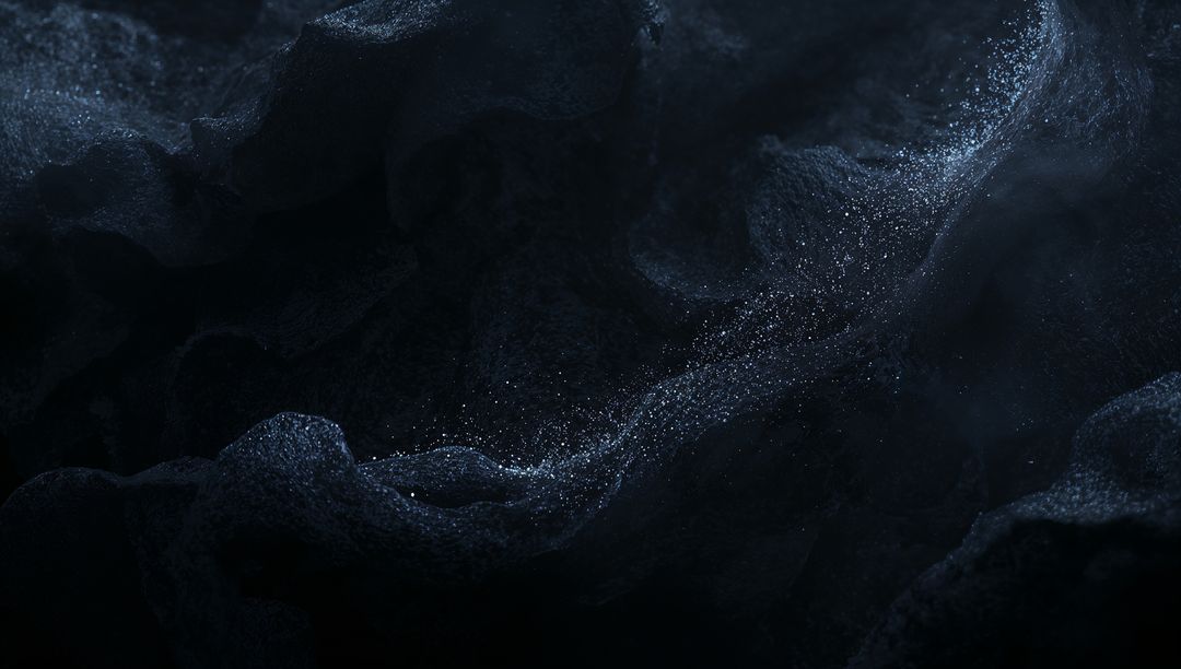 Dark Cosmic Ribbon of Sparkling Particles Flowing Through Nebular Waves