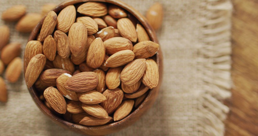 Heap of Almonds in Rustic Bowl Highlighting Healthy Eating