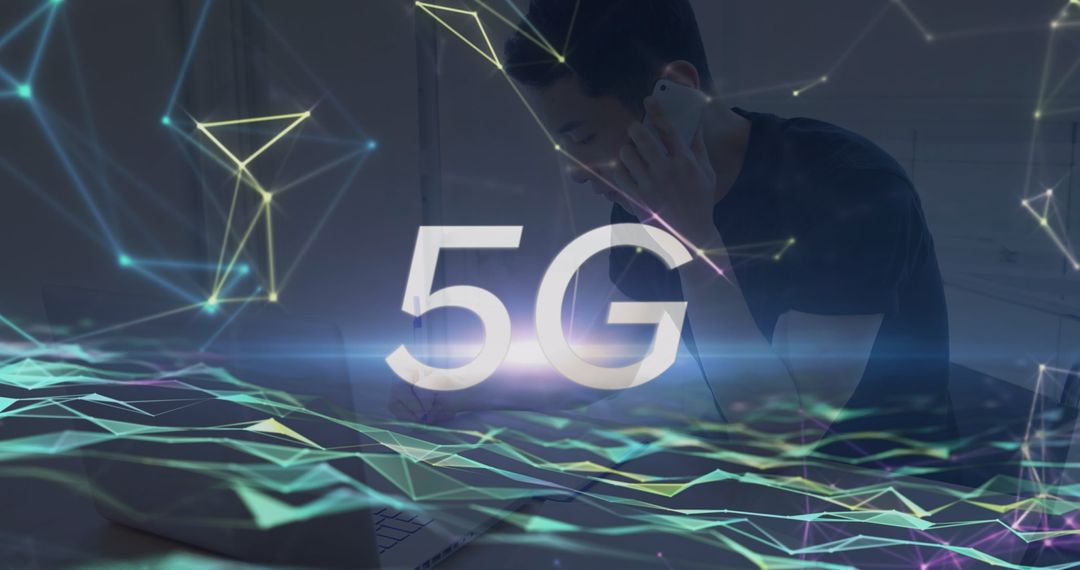 Man Using Smartphone with 5G Connectivity Concept
