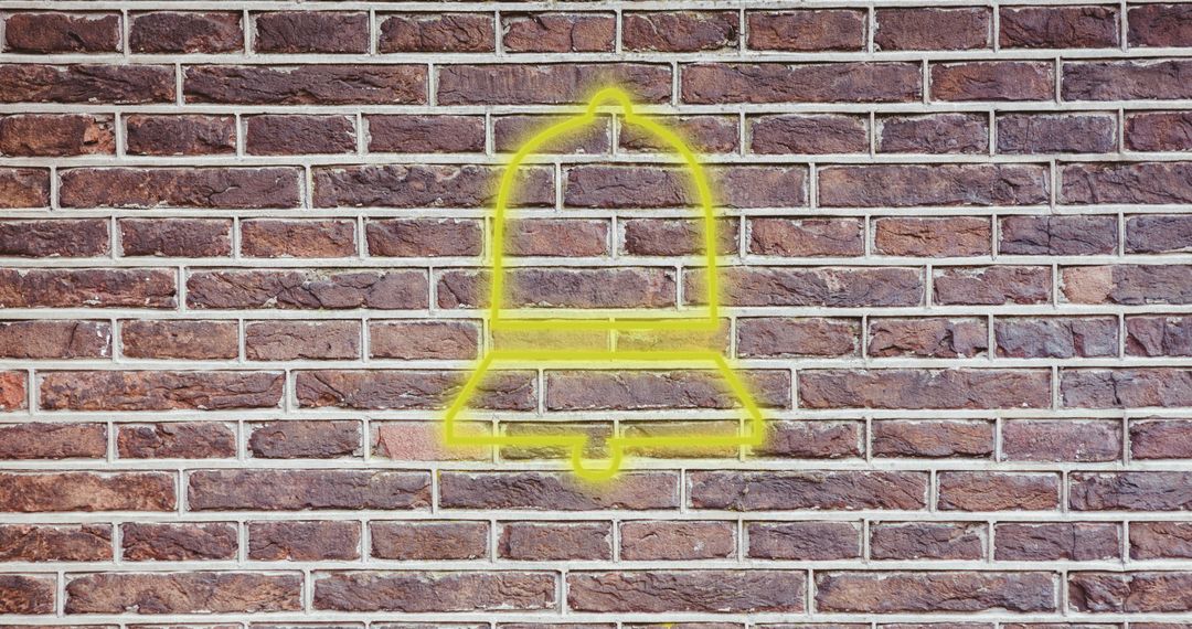 Glowing Neon Bell Icon on Urban Brick Wall - Free Images, Stock Photos and Pictures on Pikwizard.com