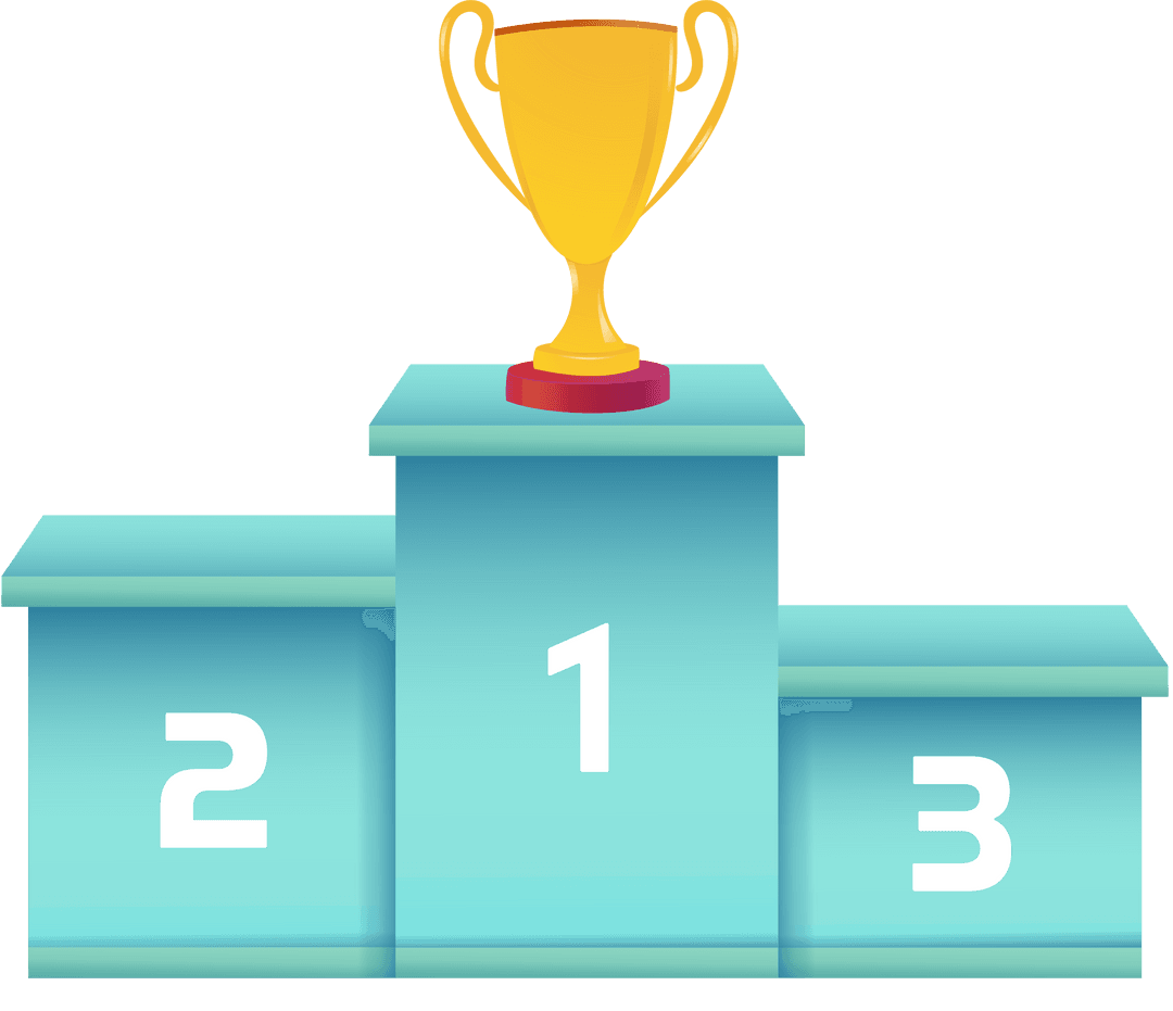 Transparent Podium with Golden Trophy Illustrates Success and Achievement