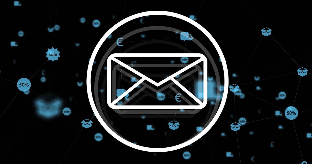 Email Icon in Network of Digital Connections Background