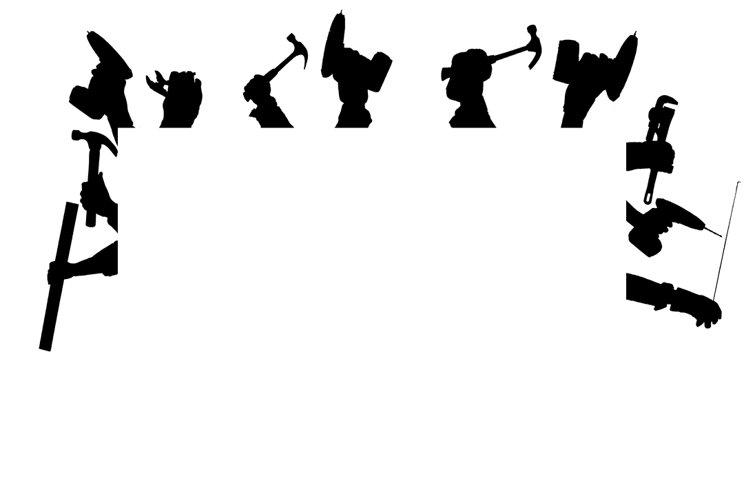 Hands Holding Work Tools Silhouette on Transparent Background