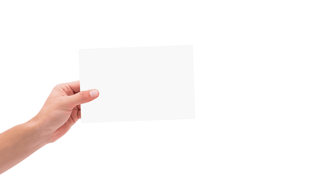 Transparent Background Hand Holding Blank Paper Copy Space