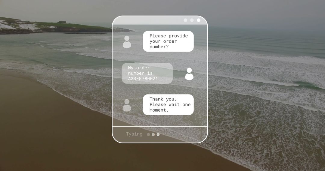 Digital Interface Overlay on Scenic Beach Landscape