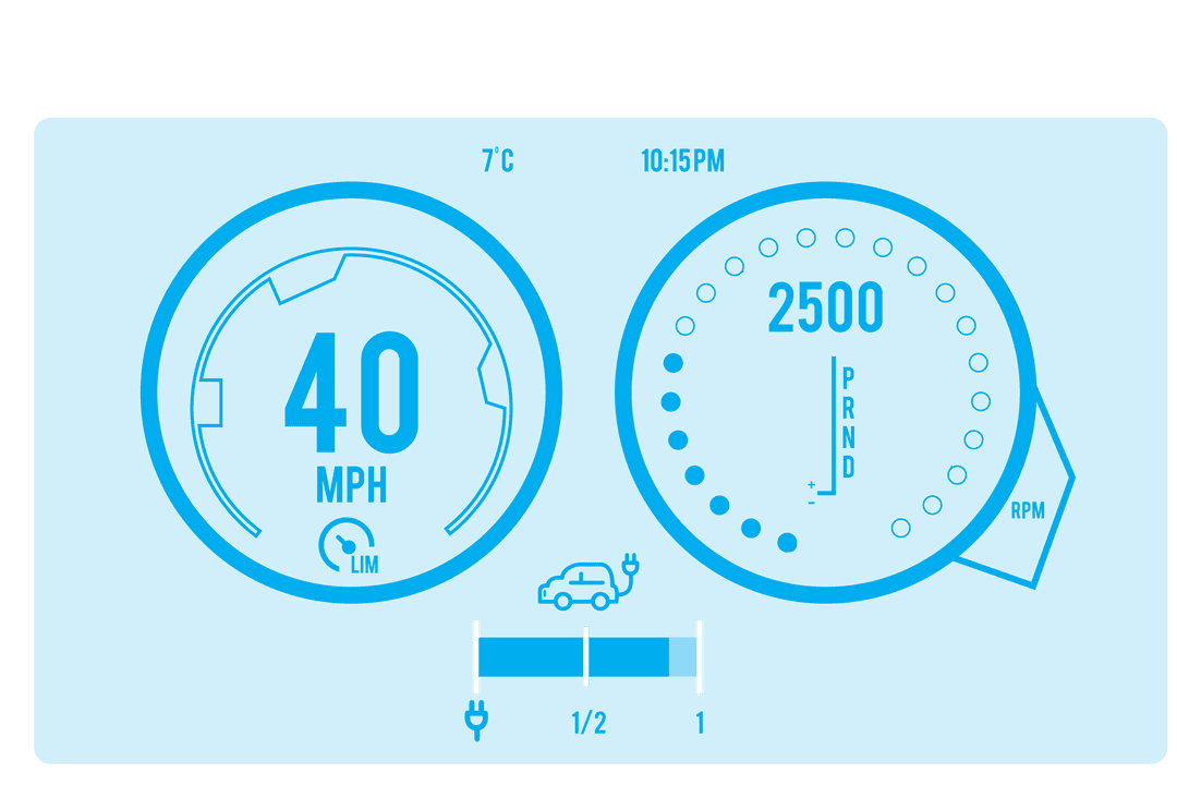 Digital Car Dashboard Panel on Transparent Background