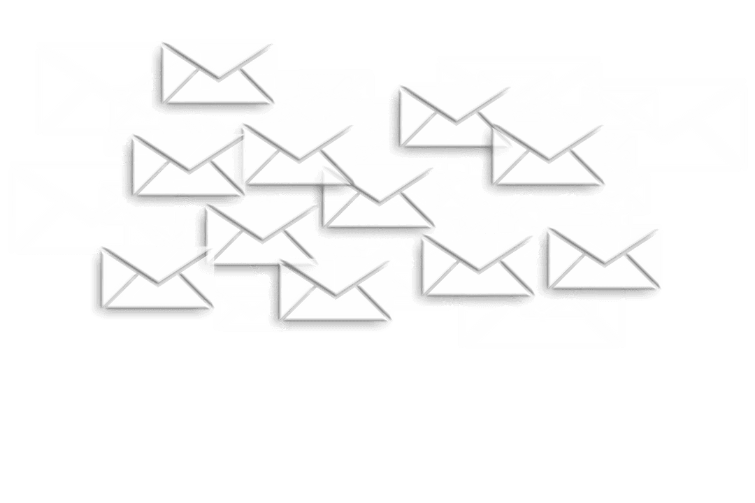 Digital Pile of White Envelopes on Transparent Background
