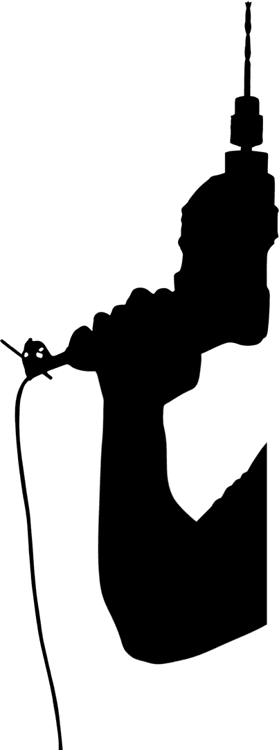 Transparent Silhouette of Hand Holding Drill for Renovation Concept