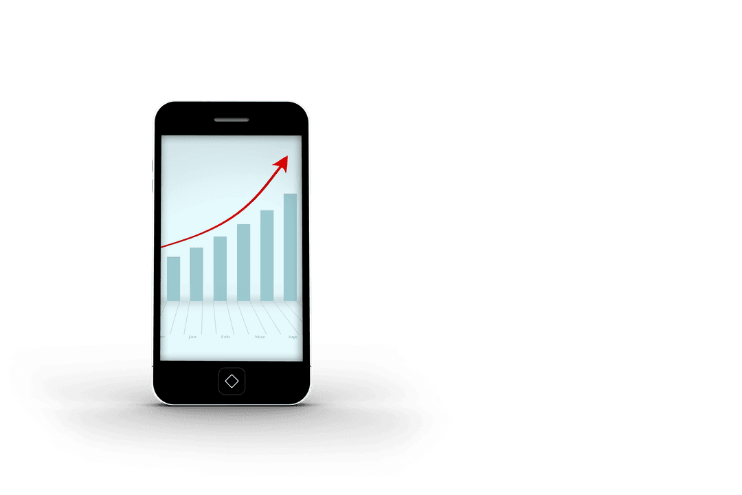 Transparent Smartphone with Upward Growth Chart