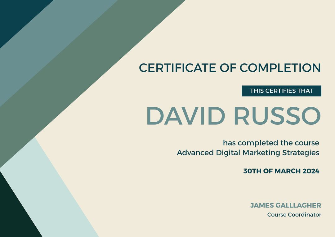 Modern Certificate of Completion Template with Geometric Design - Download Free Stock Templates Pikwizard.com