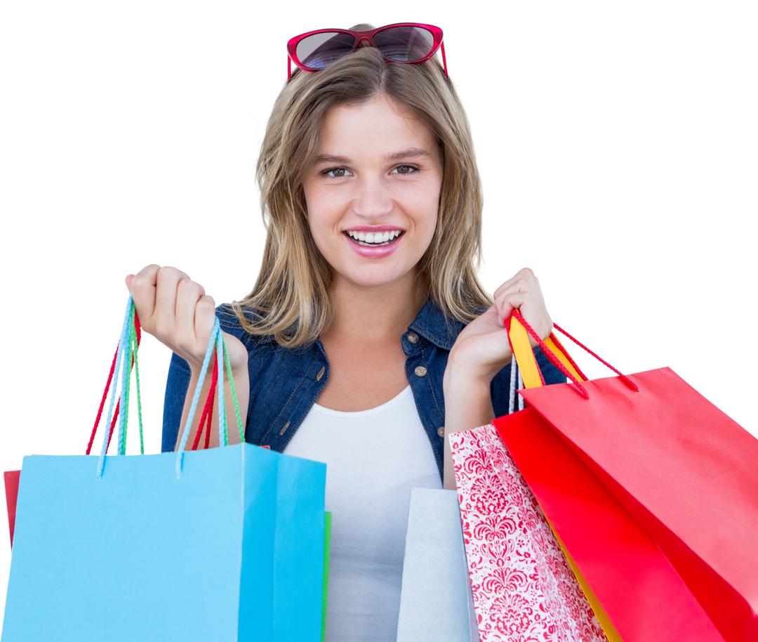 Happy Woman Holding Shopping Bags and Smiling Transparent Background - Download Free Stock Images Pikwizard.com