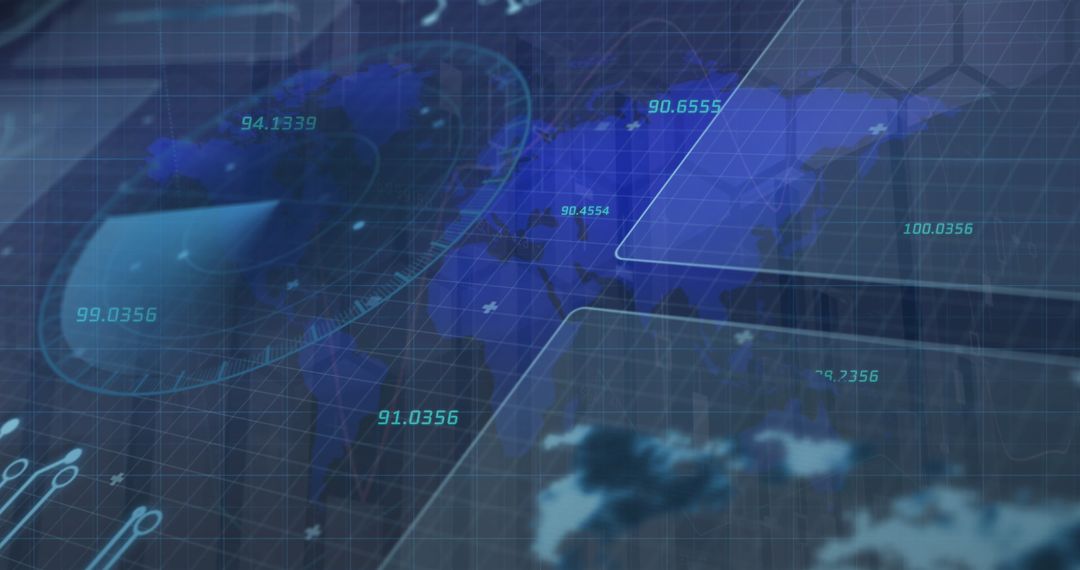 Futuristic Interface With World Map and Data Visualizations