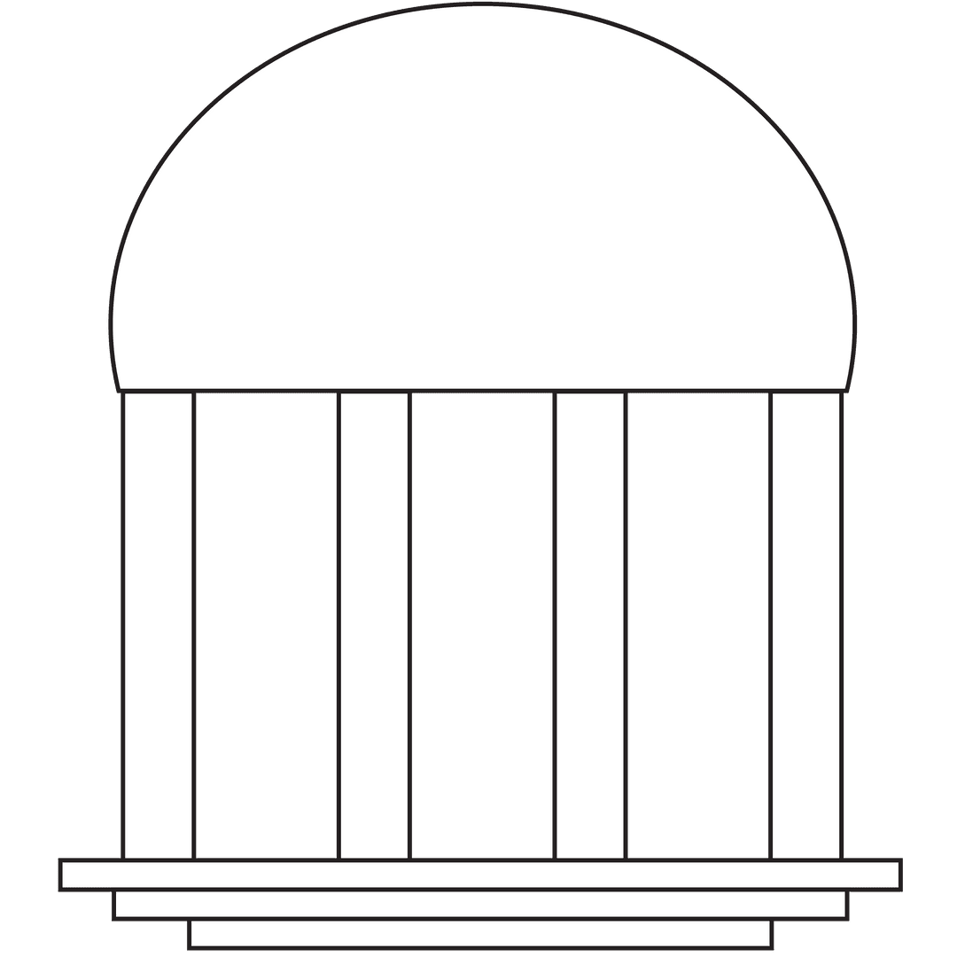 Transparent Illustration of Classical White Building with Columns