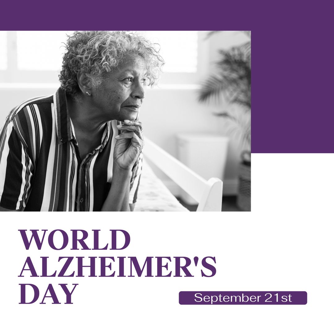 Worried Elderly Woman Highlighting World Alzheimer's Day Awareness - Download Free Stock Templates Pikwizard.com