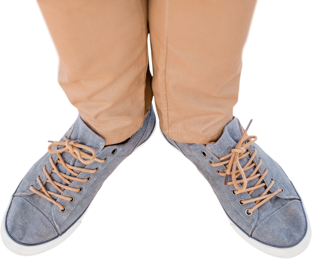 Close-up Low Section of Man in Casual Pants and Transparent Sneakers on White Background - Download Free Stock Images Pikwizard.com