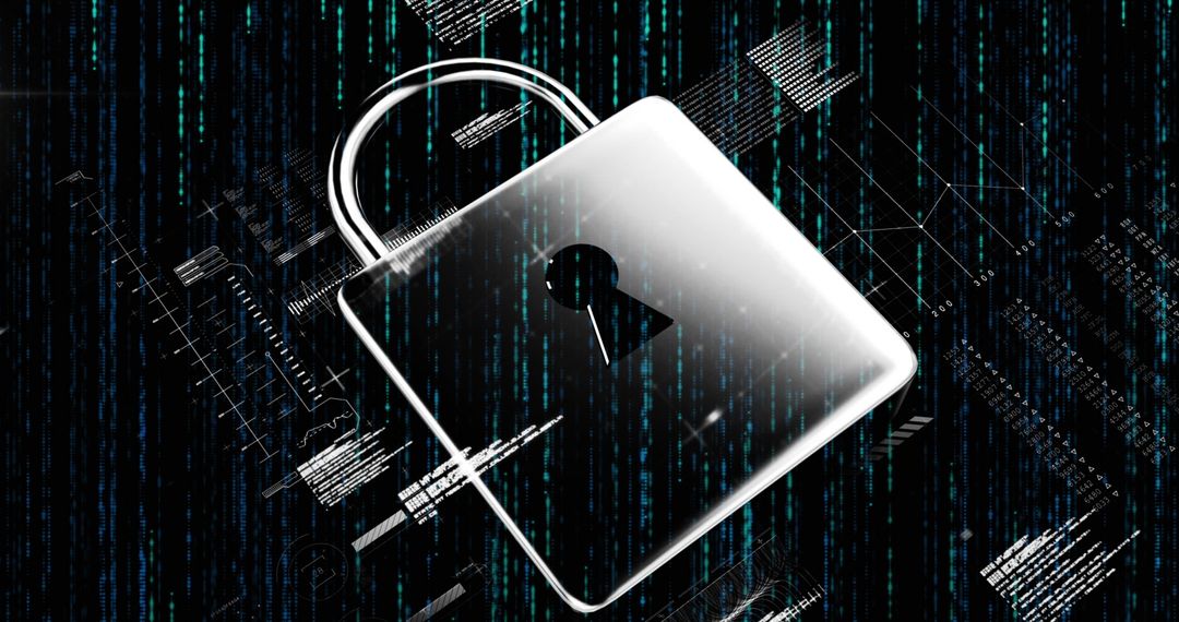 Digital Security Concept with Padlock and Data Codes - Free Images, Stock Photos and Pictures on Pikwizard.com