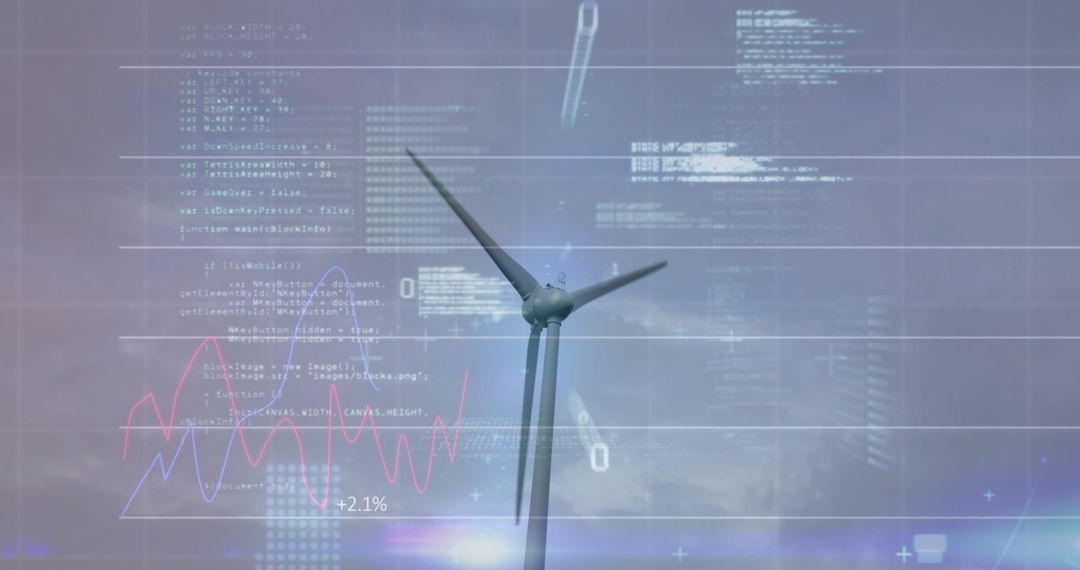 Innovative Wind Turbine with Data and Stock Exchange Analytics - Free Images, Stock Photos and Pictures on Pikwizard.com