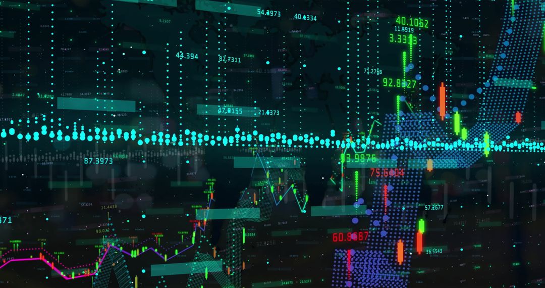 Abstract Digital Data and Financial Charts Display