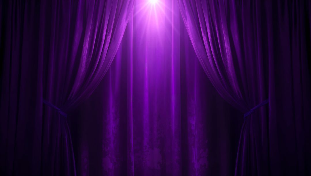 Elegant Purple Stage Curtains with Spotlight Gloss
