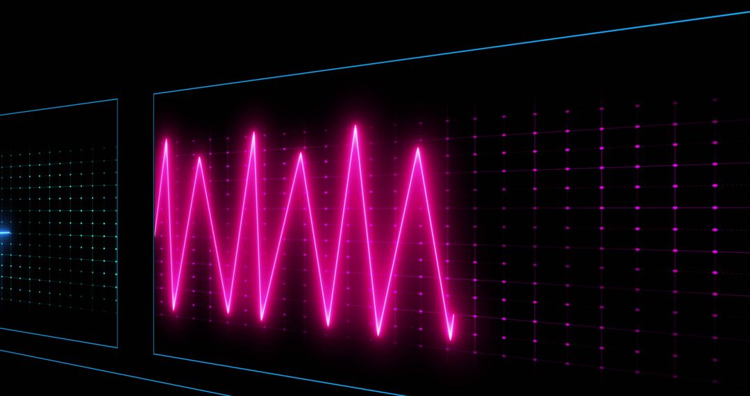 Neon Pink Electrocardiogram Display on Digital Grid Background