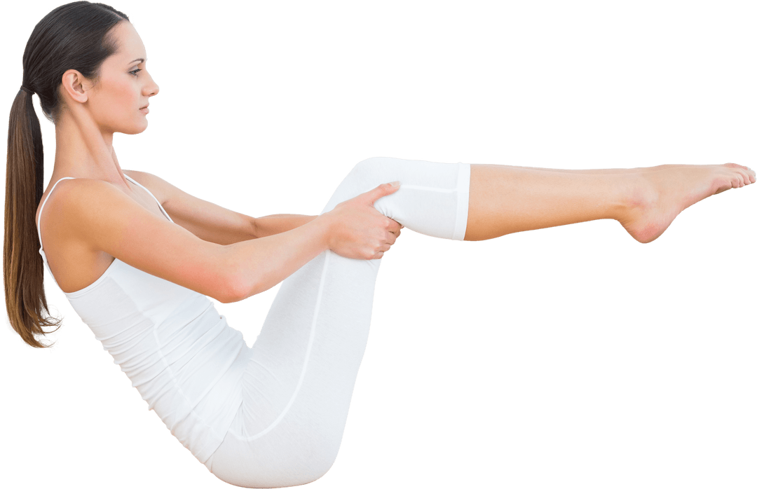 Fit Caucasian Woman Exercising in Yoga Position on Transparent Background