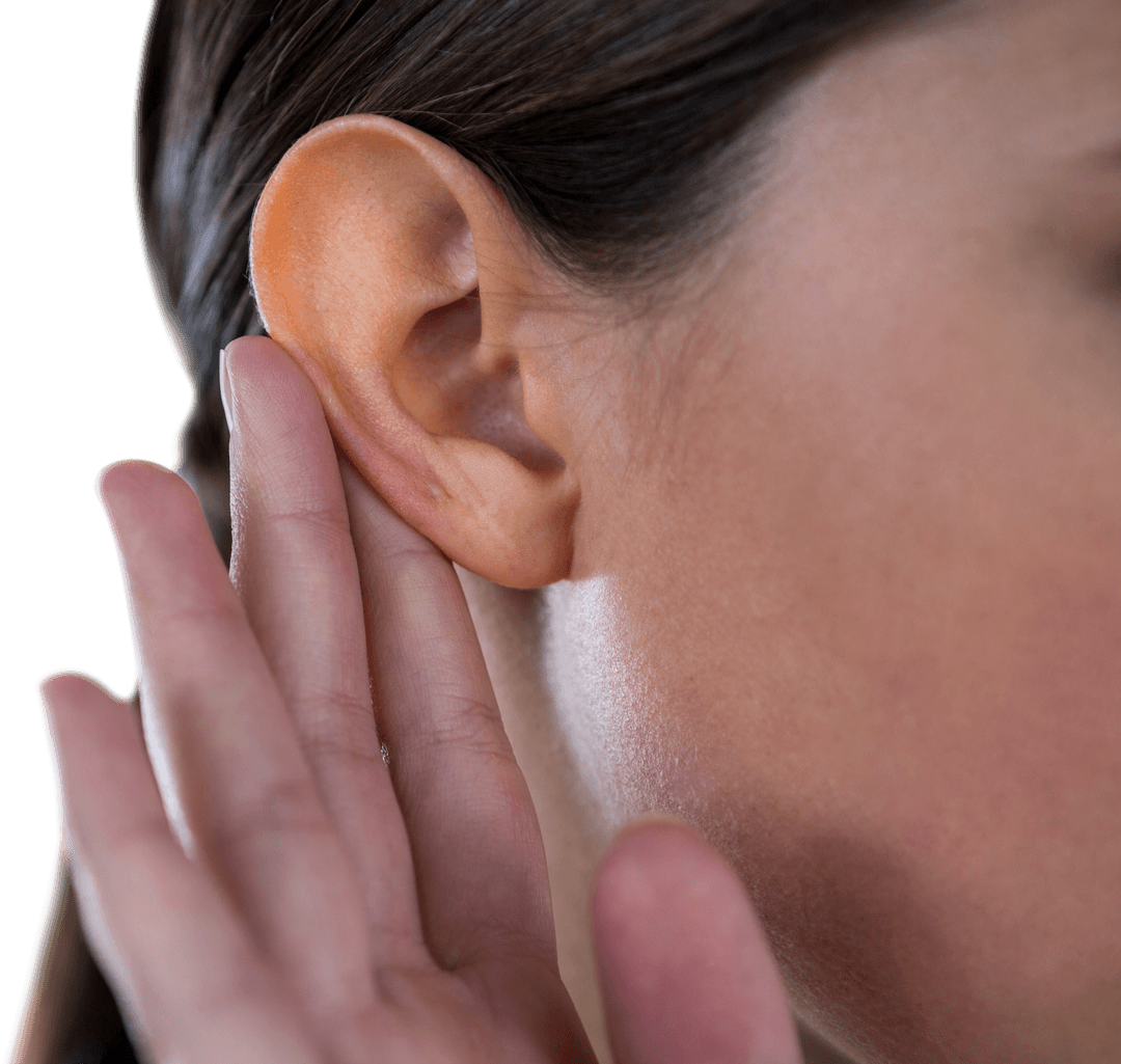 Transparent Close-Up Ear Listening Gesture Business