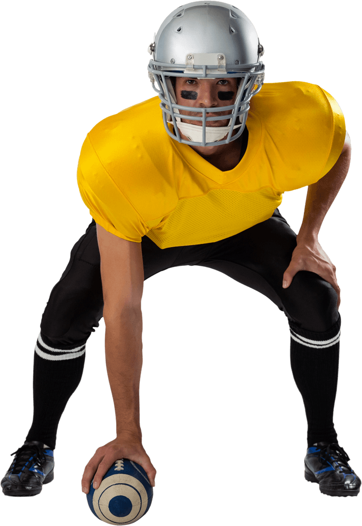Transparent Background of Focused American Football Player