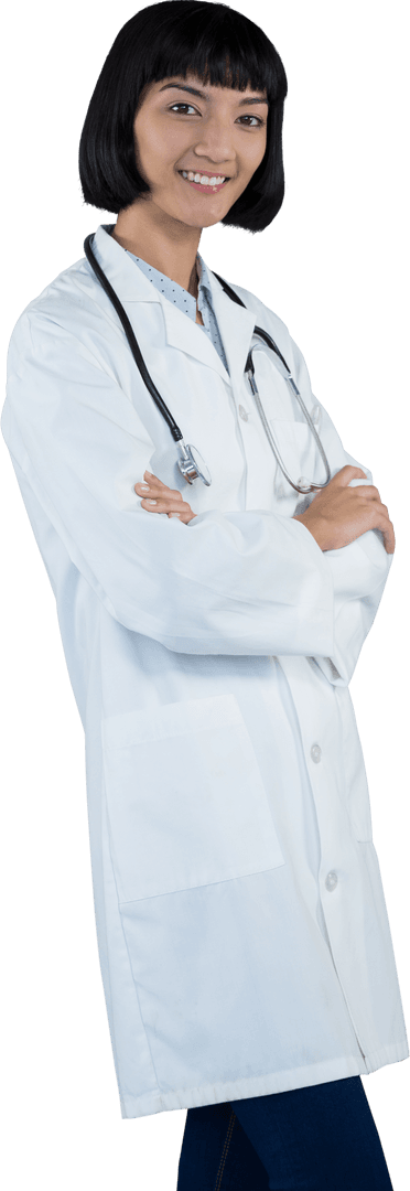 Confident Female Doctor Portrait on Transparent Background