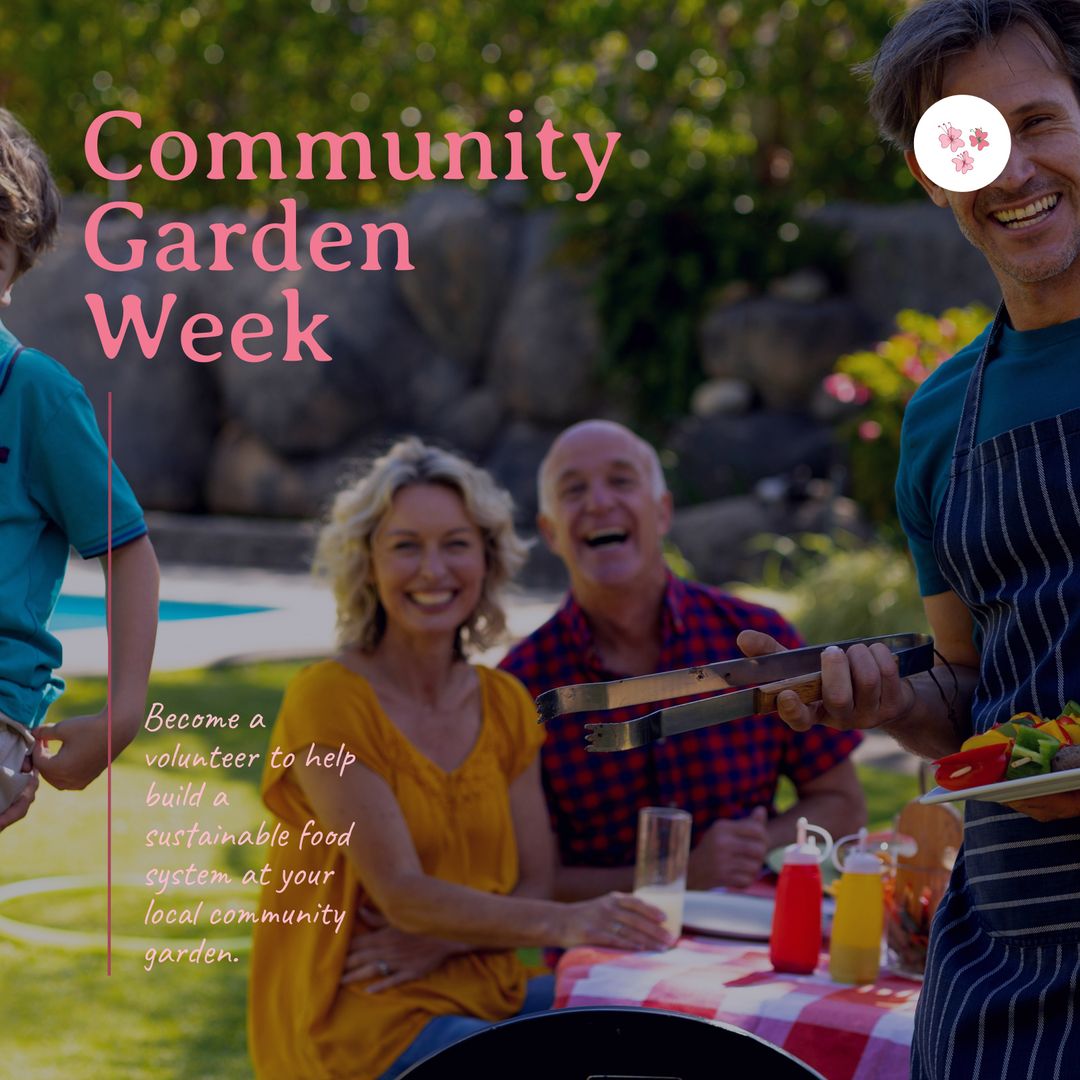 Family Enjoying Barbecue Celebrating Community Garden Week