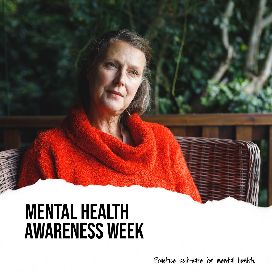 Thoughtful Senior Woman Embracing Mental Health Awareness