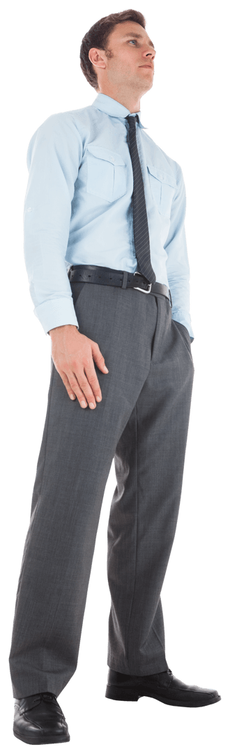 Transparent Businessman Standing with Hand in Pocket Wearing Tie