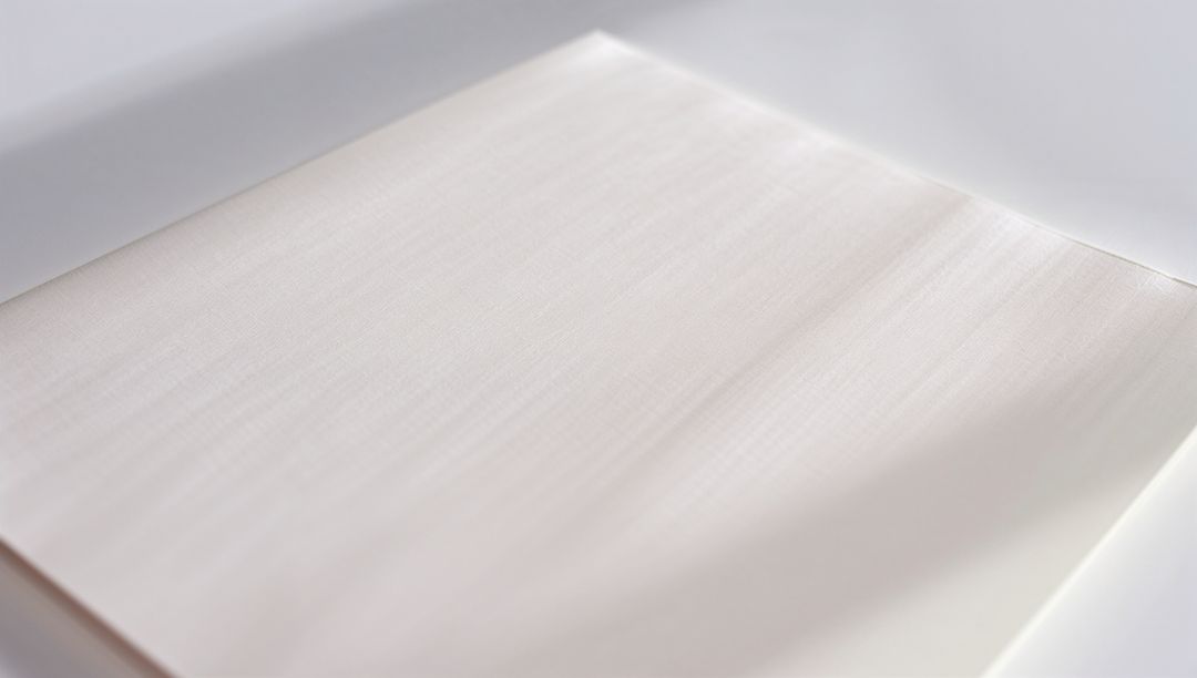 Minimalist Workspace with Blank Rectangular Sheet on White Desk