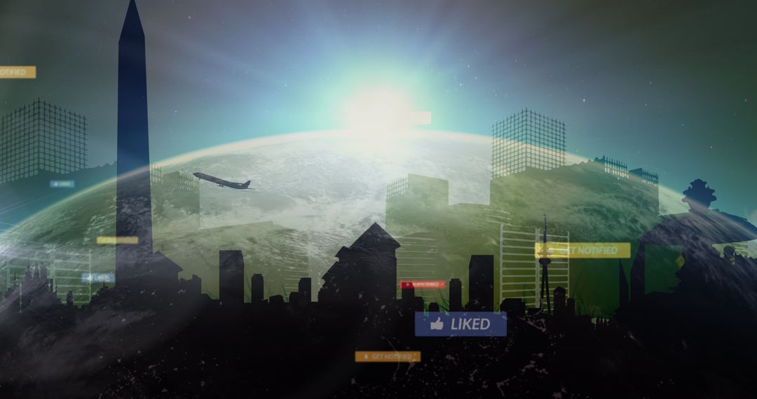 Global Digital Interface Technology Concept with Earth View