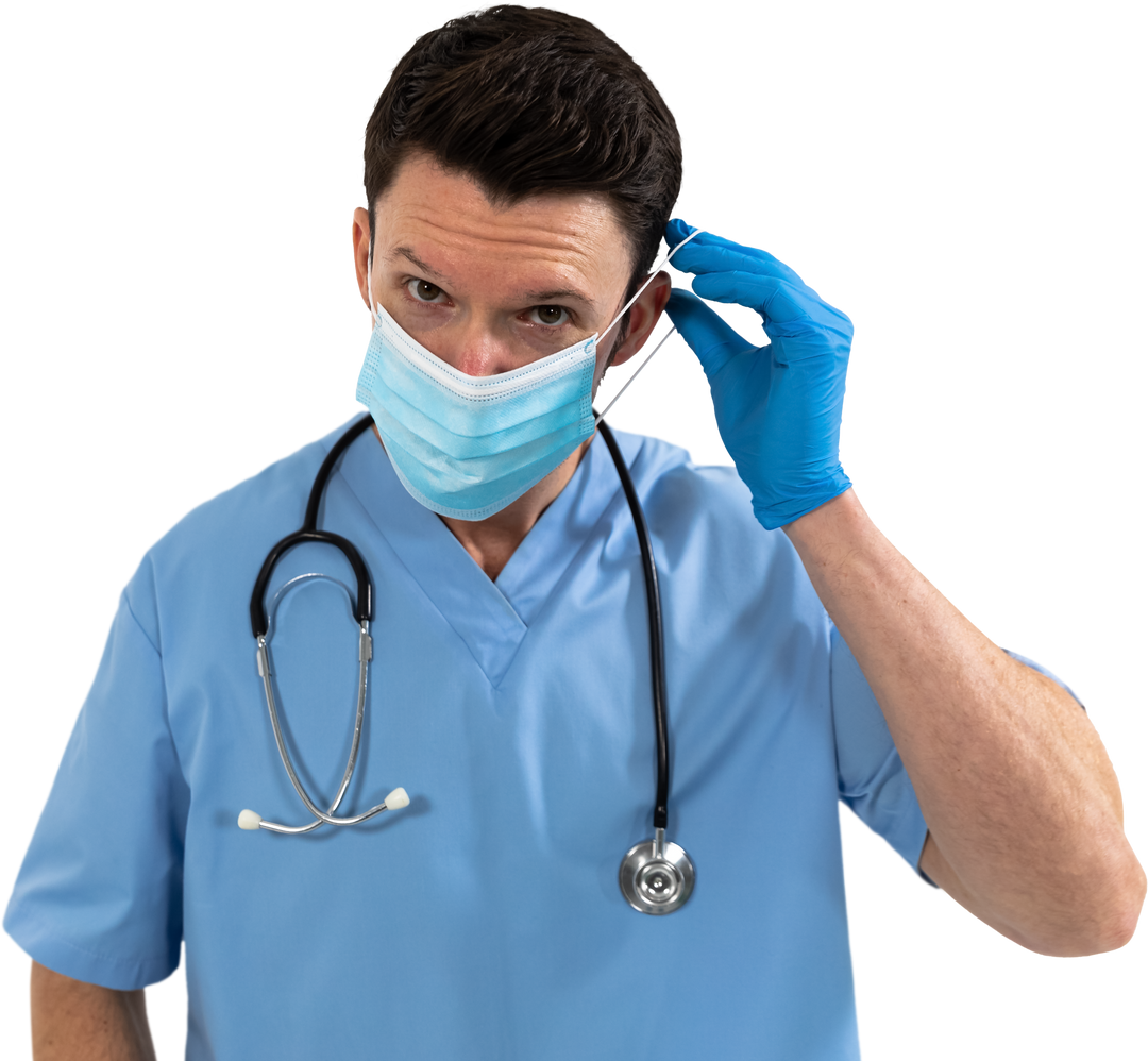 Transparent Image of Male Health Worker Adjusting Surgical Mask - Download Free Stock Images Pikwizard.com