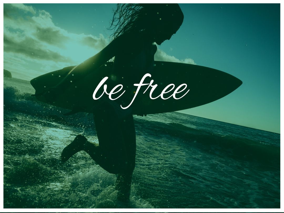 Surfer Silhouette Celebrates Freedom at Ocean Sunset