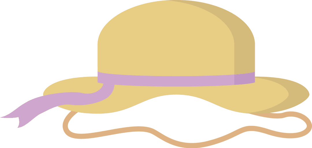 Digital Illustration of Brown Hat with Purple Ribbon on Transparent Background